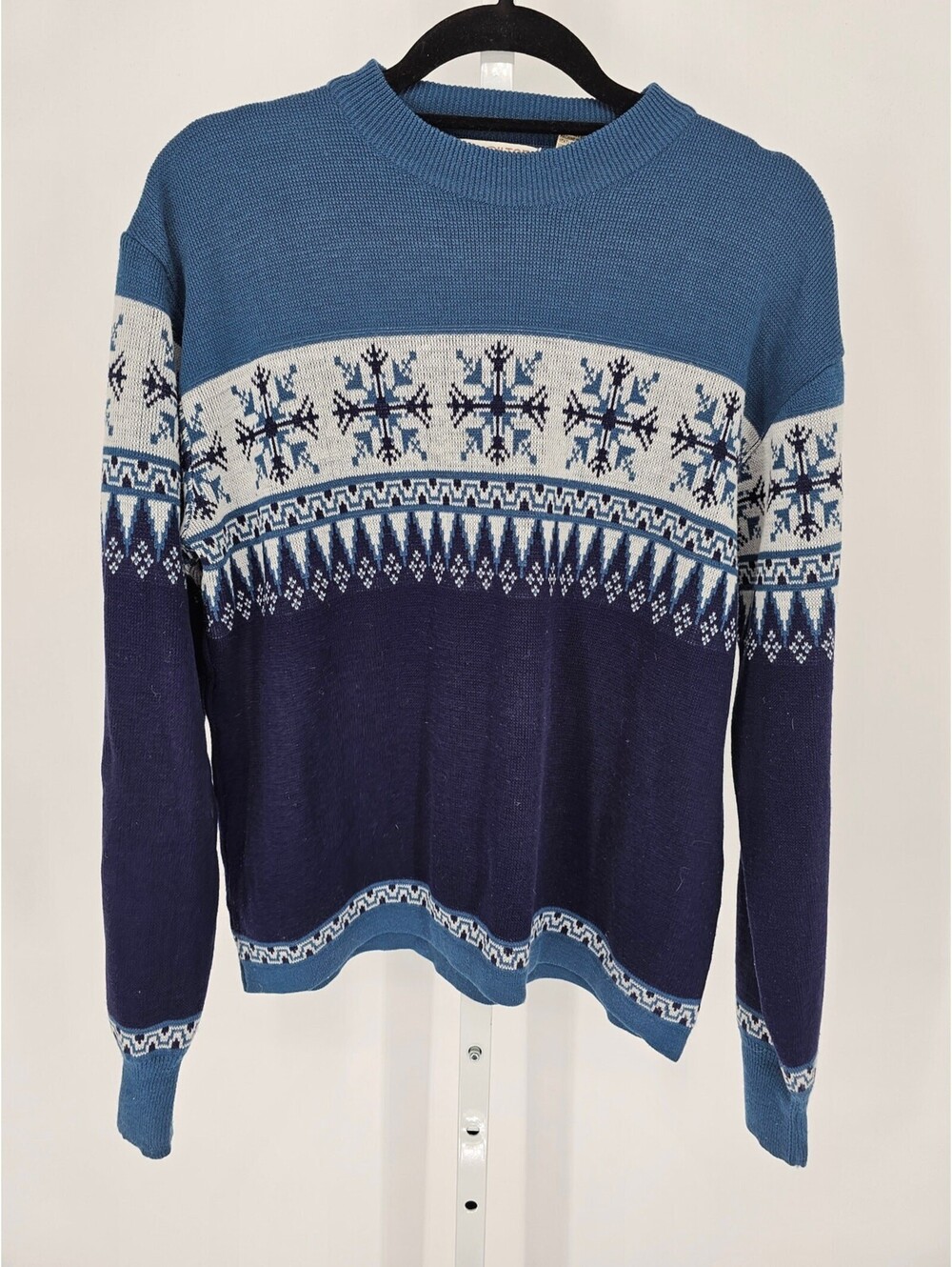 Vintage Silton California Men's Size L Sweater Aztec Apres Ski Acrylic Blue